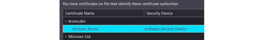 imported certificate