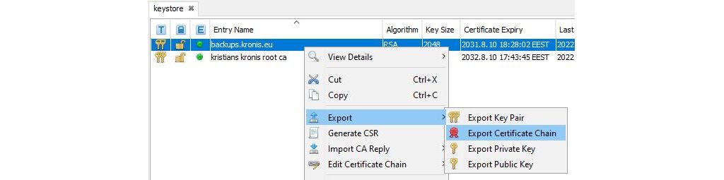 export certificate chain