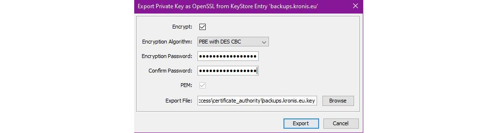 private key export details