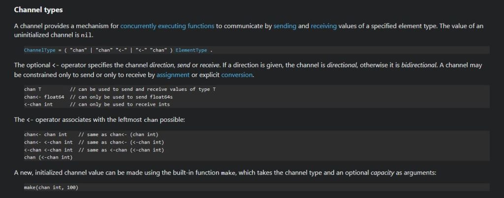 Go channel types