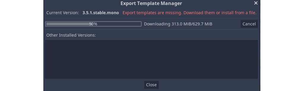Godot export templates