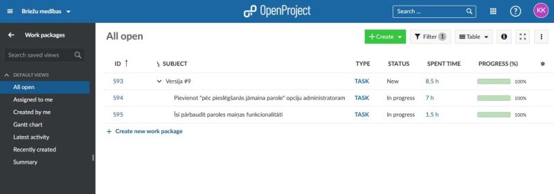 OpenProject screenshot