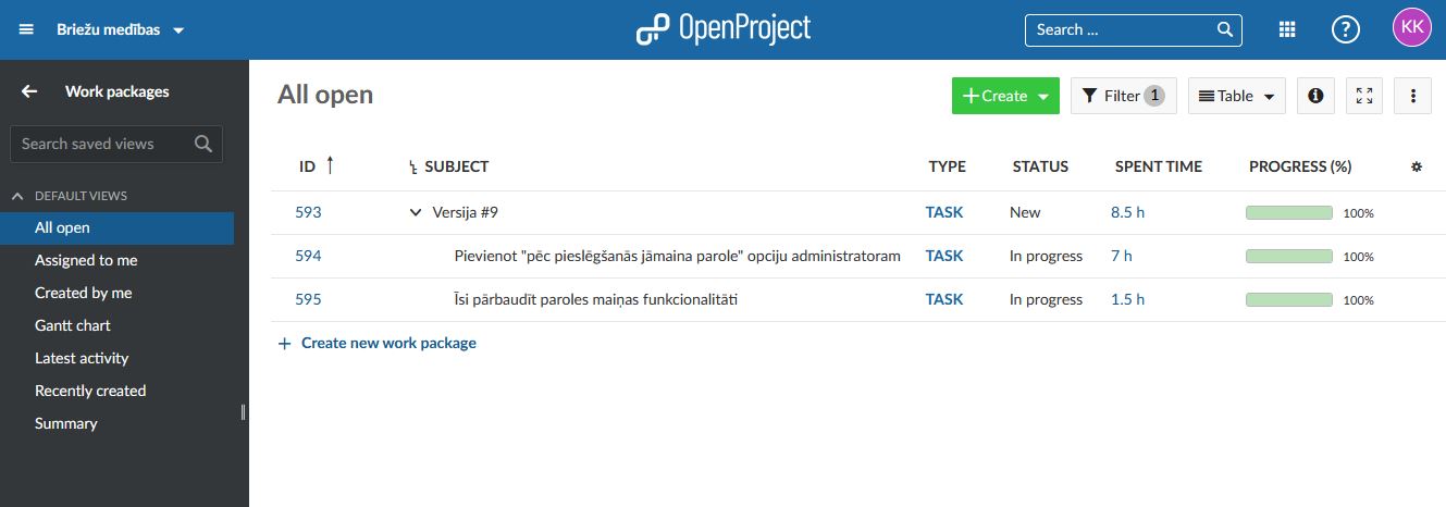 OpenProject screenshot