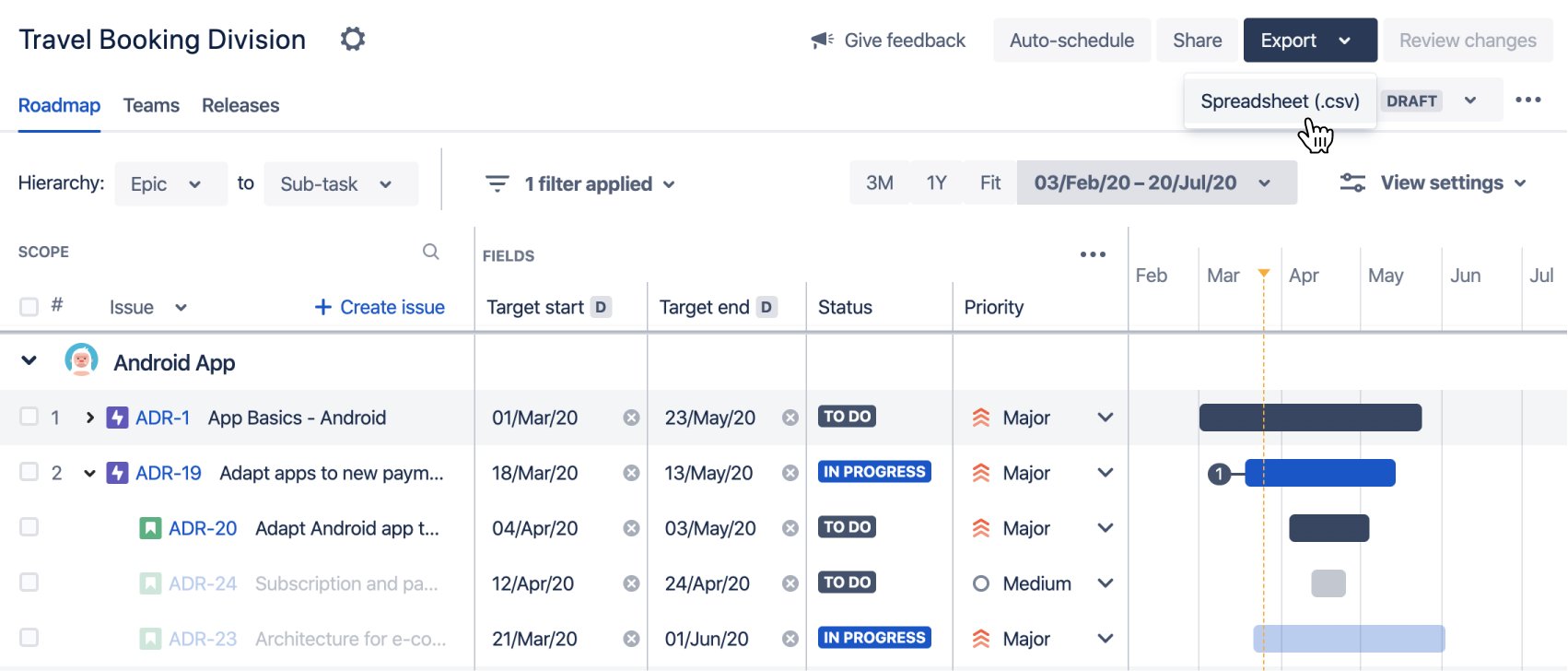 export plan data