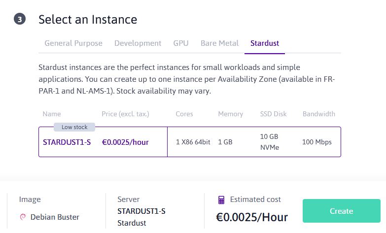 scaleway stardust