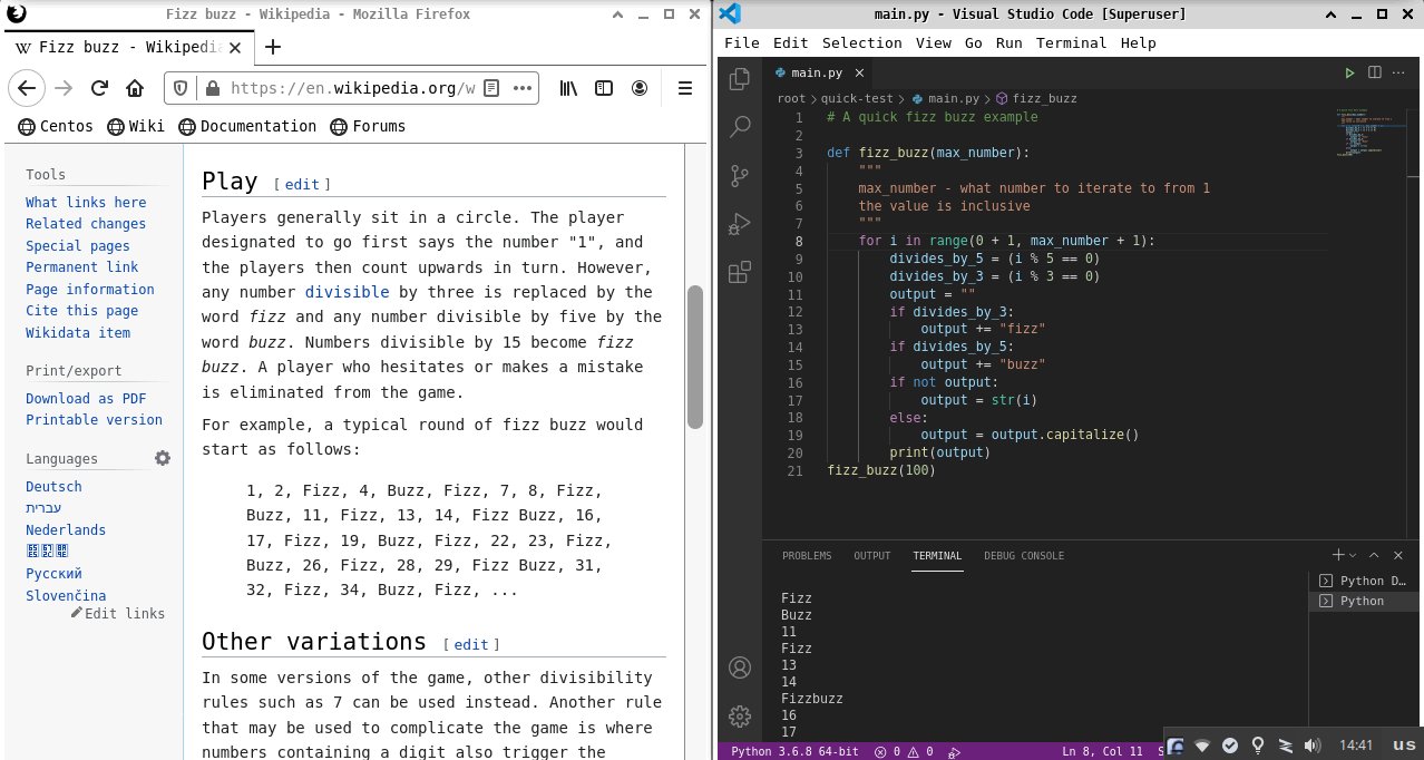 a quick example of firefox and vs code