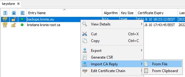 import CA reply