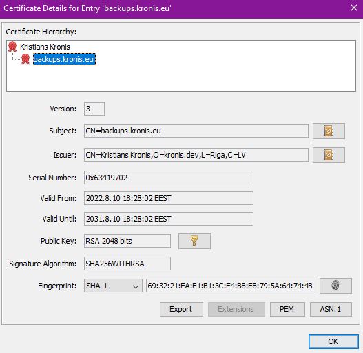 certificate chain details