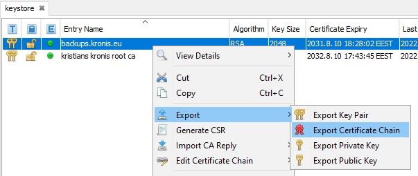 export certificate chain