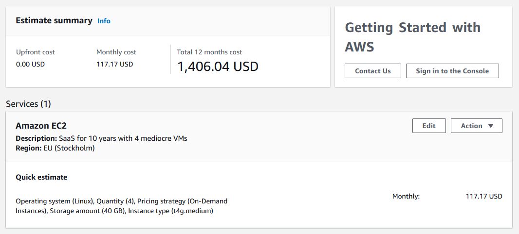 aws pricing estimate