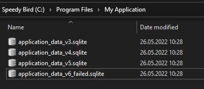 SQLite for application data example