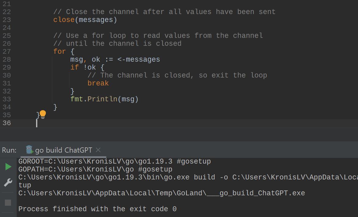 channel refactoring produces no output